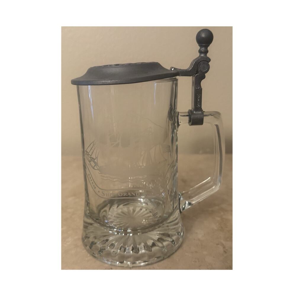 Jobson Germany Glass Lidded Stein Grand Turk 1786 Breweriana Beer Collectible